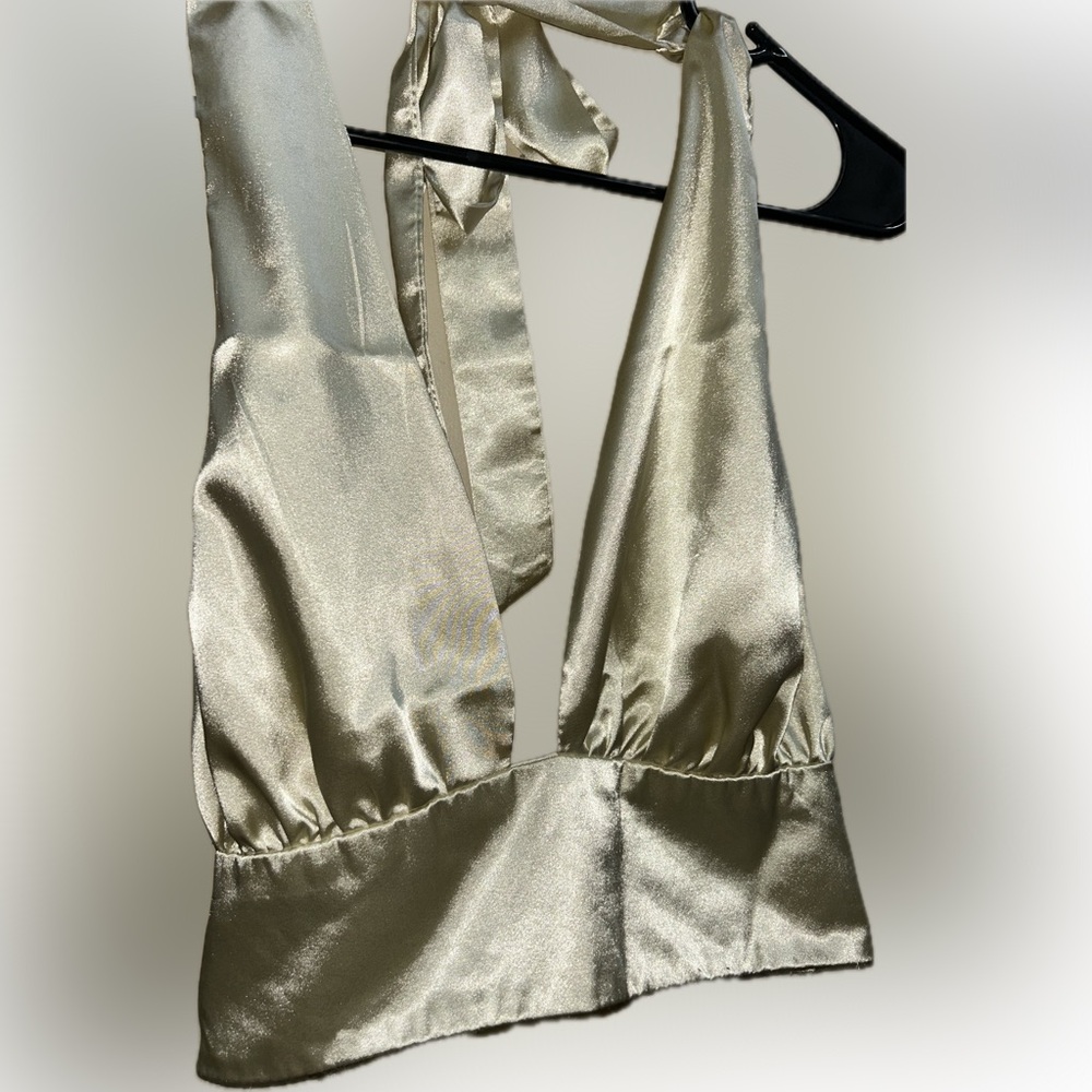 🌸5/$25🌸 Elegant Silk Cream Adjustable Halter Top - Picture 4 of 6
